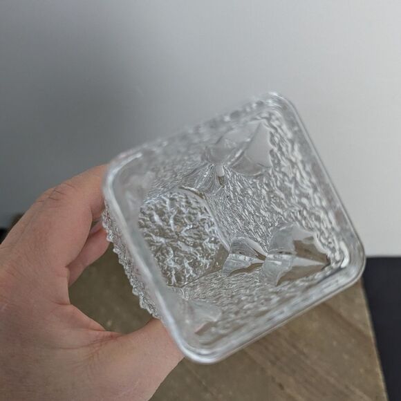 Oberglas Austria Clear glass vase textured retro vintage square vase small - Picture 4 of 7